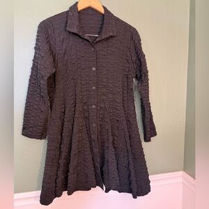 Heydari Black Textured Button Front Jacket Tunic Size M